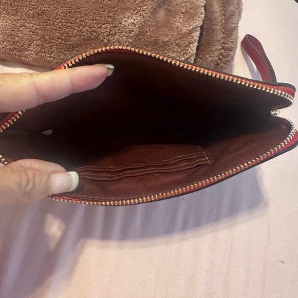Coach Large Corner Zip Red Wristlet NWOT Sharp